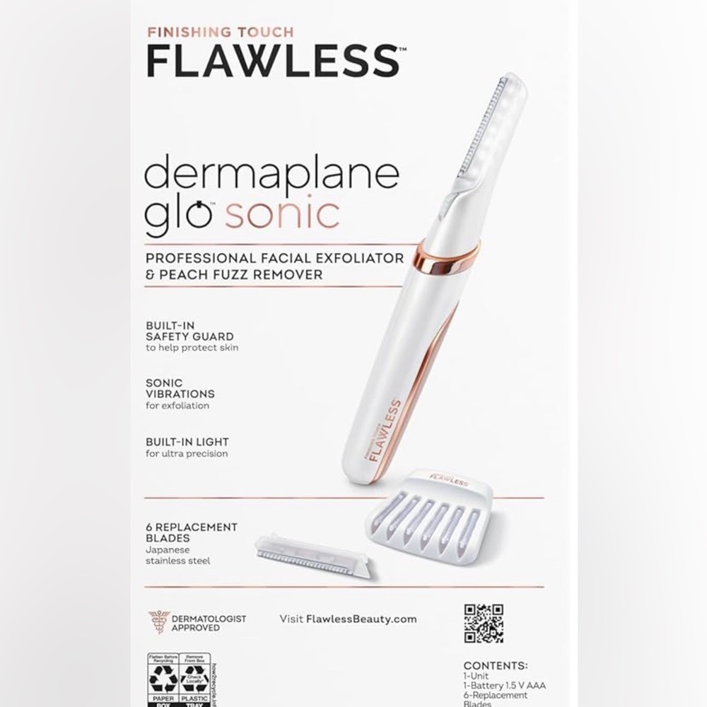 Finishing Touch Flawless Dermaplane Glo Sonic with 6 Replacement Blades - New - Picture 3 of 11